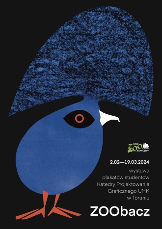 Plakat wystawy plakatów studentów z Katedry Projektowania Graficznego na Wydziale Sztuk Pięknych Uniwersytetu Mikołaja Kopernika w Toruniu
